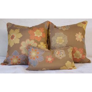 TRIO Kalin EMBROIDERED FLORAL Zippered Throw Pillow Cover 2/20x20 & 10x18 Lumbar